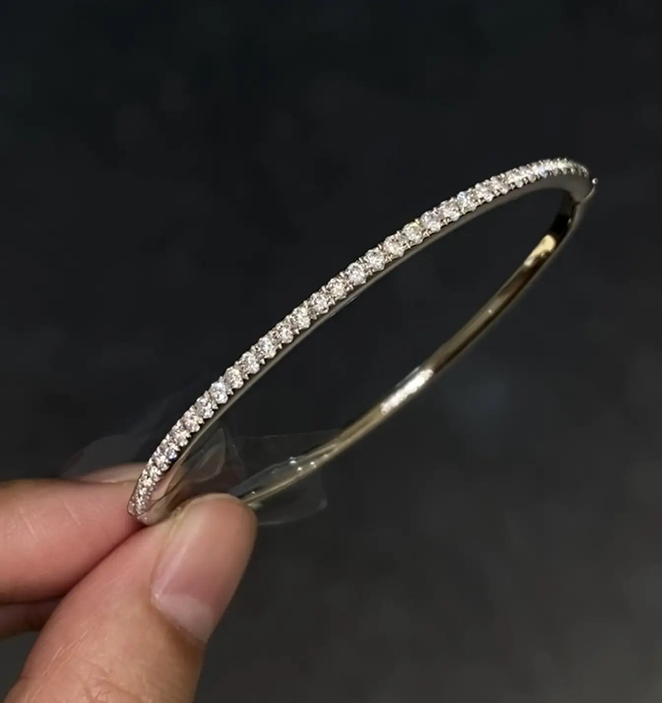 Fine Row Diamond Silver Bracelet