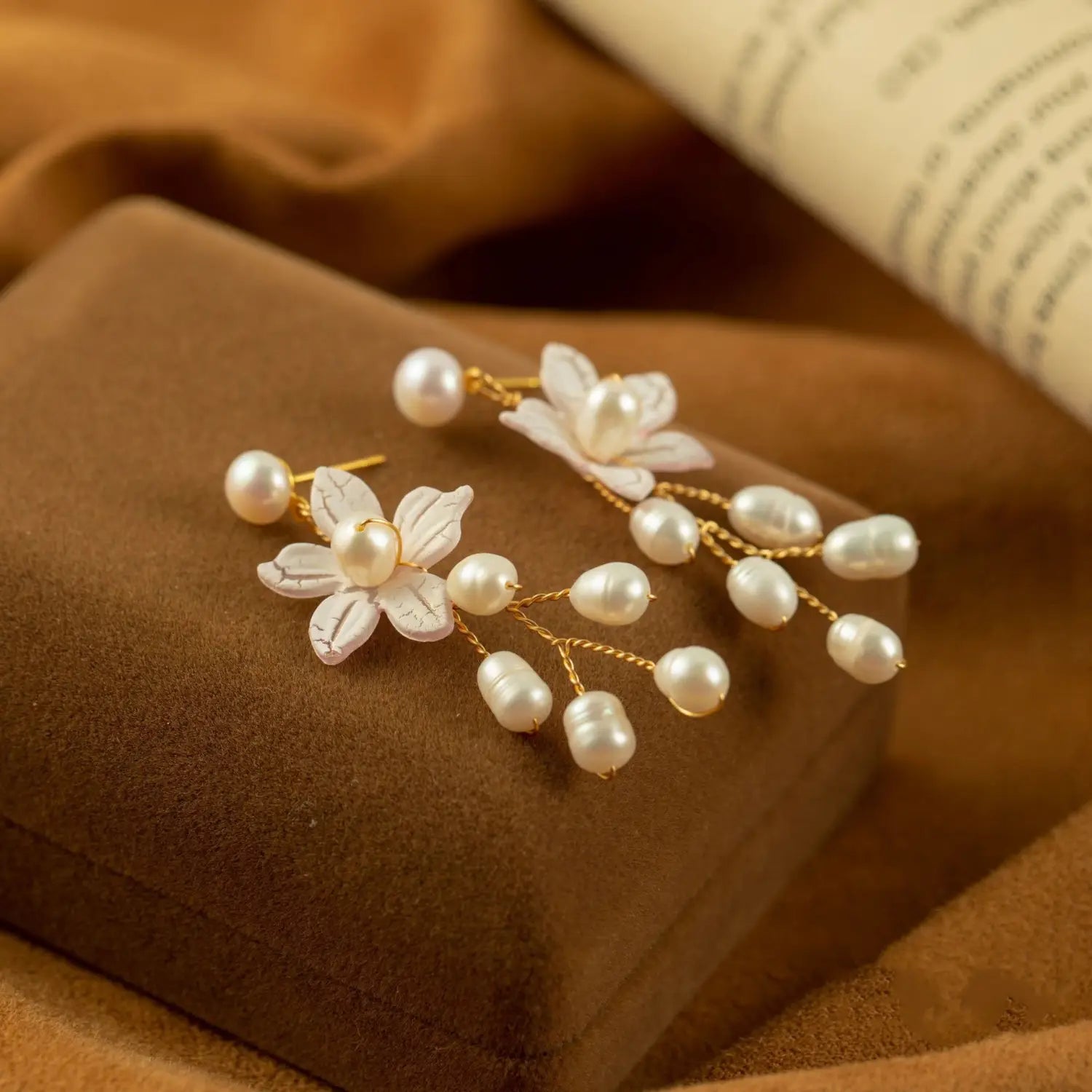 Freshwater Pearl Flower Earrings