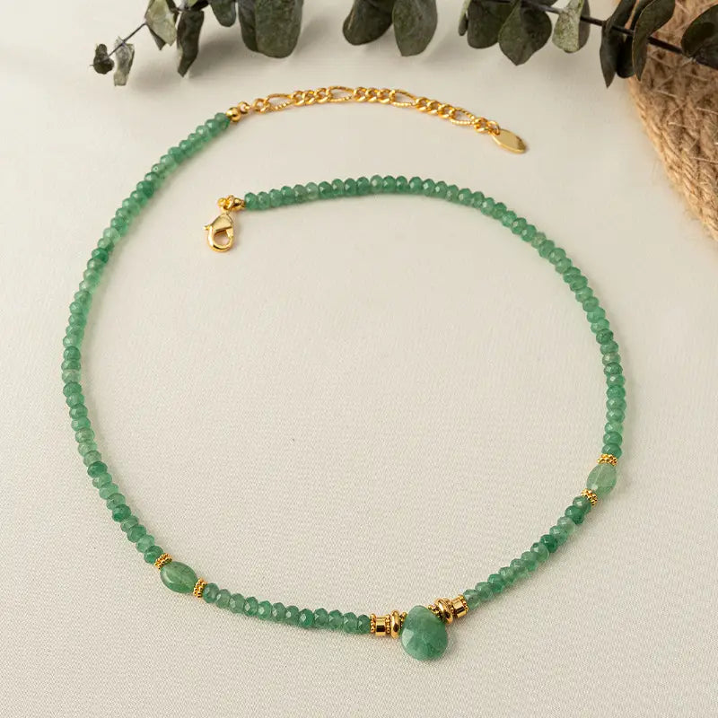 Natural Green Dongling Stone Necklace