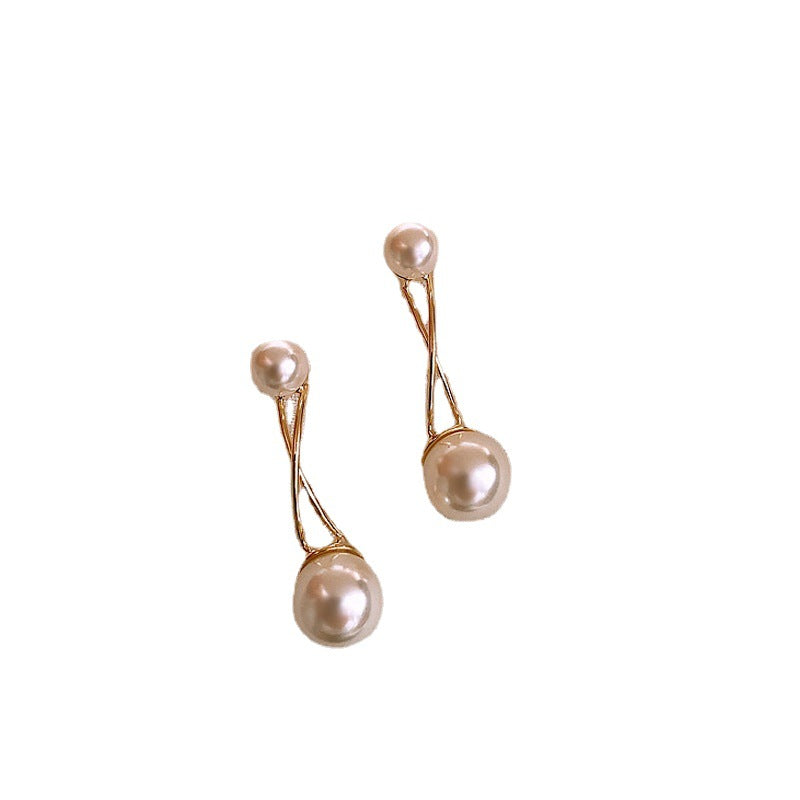 Cross Pearl Electroplated Earrings
