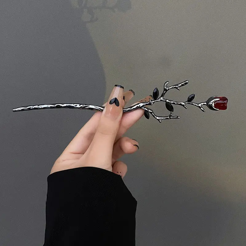 Chinese Style Rose Flower Metal Hairpin