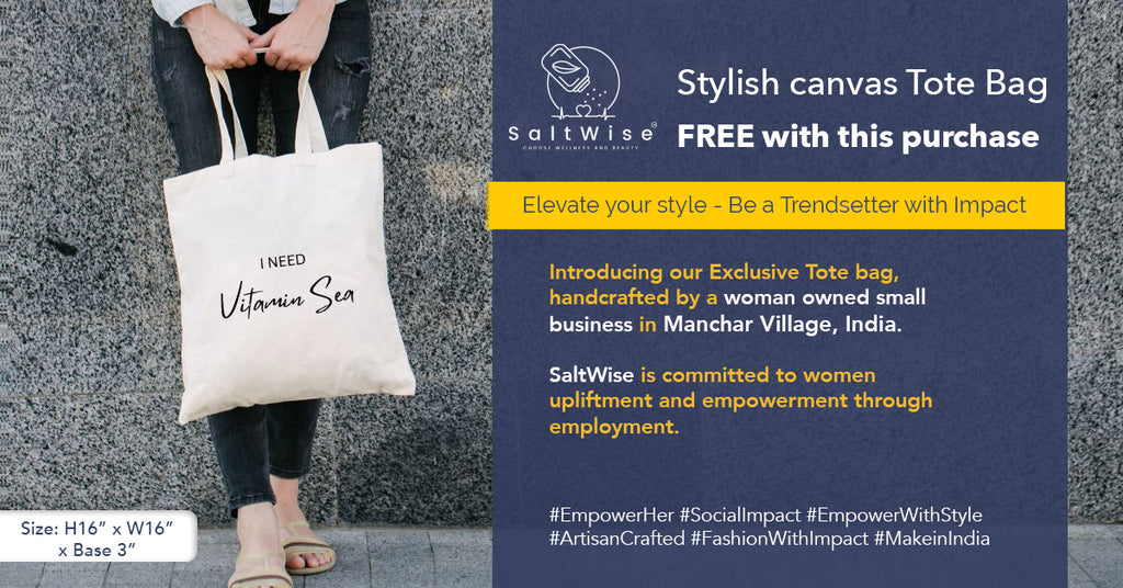 Get a Stylish canvas tote Bag Free with purchase.