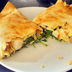 A wrap filled with chicken, spinach and egg (2)