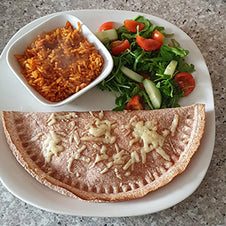 A CRIMPiT wrap served with salad and rice