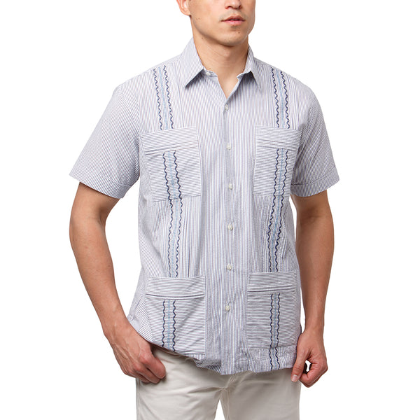 Charleston Hemingway Guayabera - Navy – Paris Texas Apparel Co