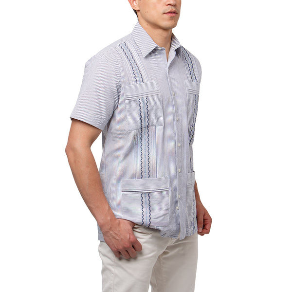 Charleston Hemingway Guayabera - Navy – Paris Texas Apparel Co