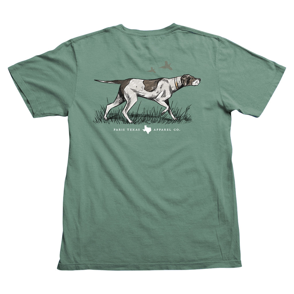 Pointer Hunting Dog Pocket T-Shirt - Pine – Paris Apparel Co