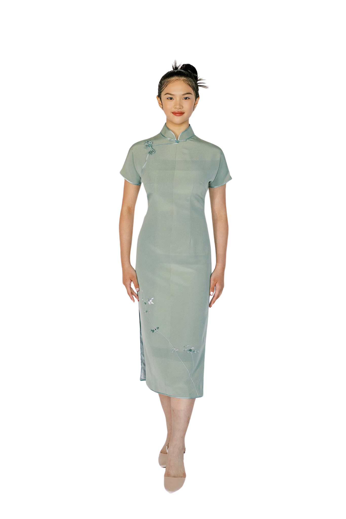 INSTOCK - Sabrina Cheongsam Dress In Emerald Green