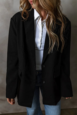 Button Up Long Sleeve Blazer - Pucoca Clothing