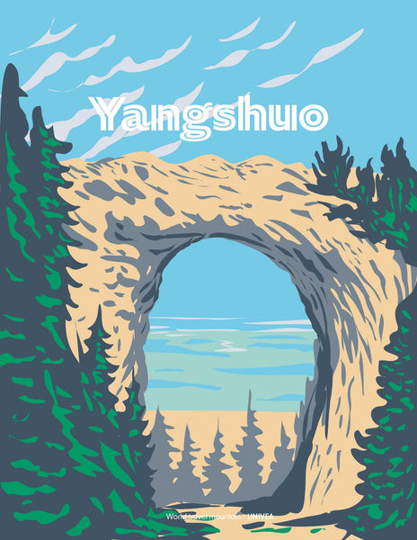 affiche de l'arche naturel dans la montagne Yangshuo en illustration