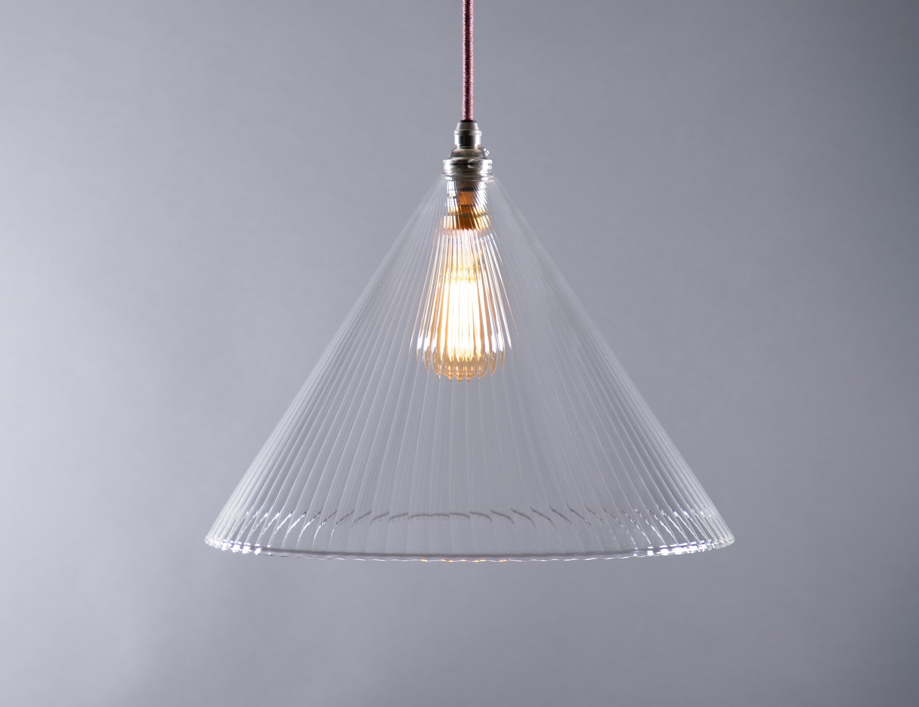 Grace Large Fine Ribbed Clear Glass Pendant Light – Glow Lighting