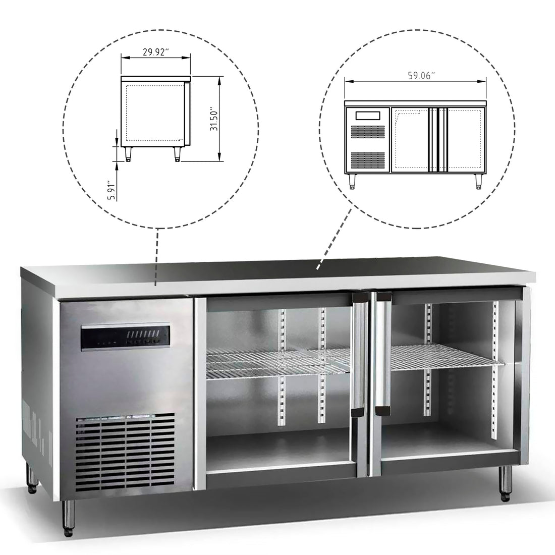 KingsBottle 36 Heating Glass 2 Door Built in Beverage Fridge - KBU56M