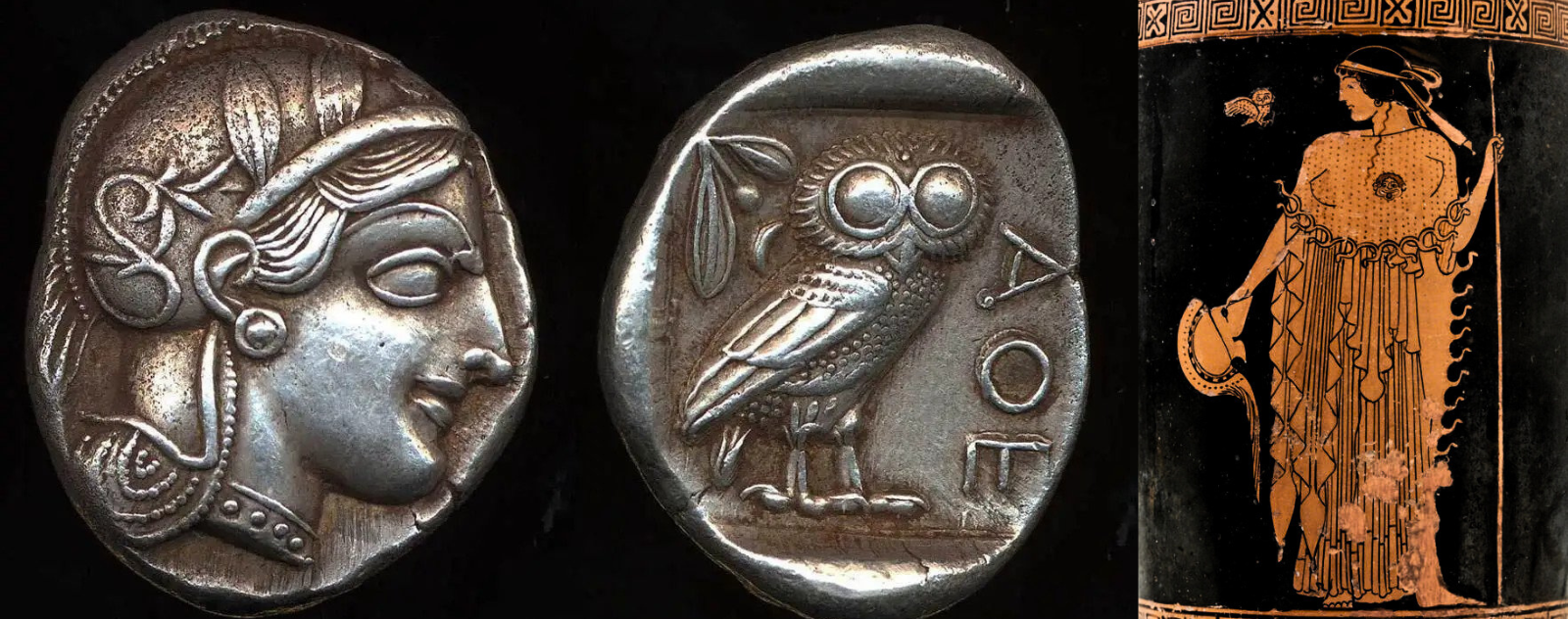 Athena with Owl and Athena Owl Coin