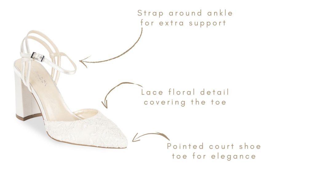 Fauna Ivory Lace Block Heel Wedding Court Shoe