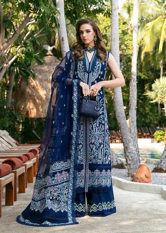 Blue Long Pakistani Dress