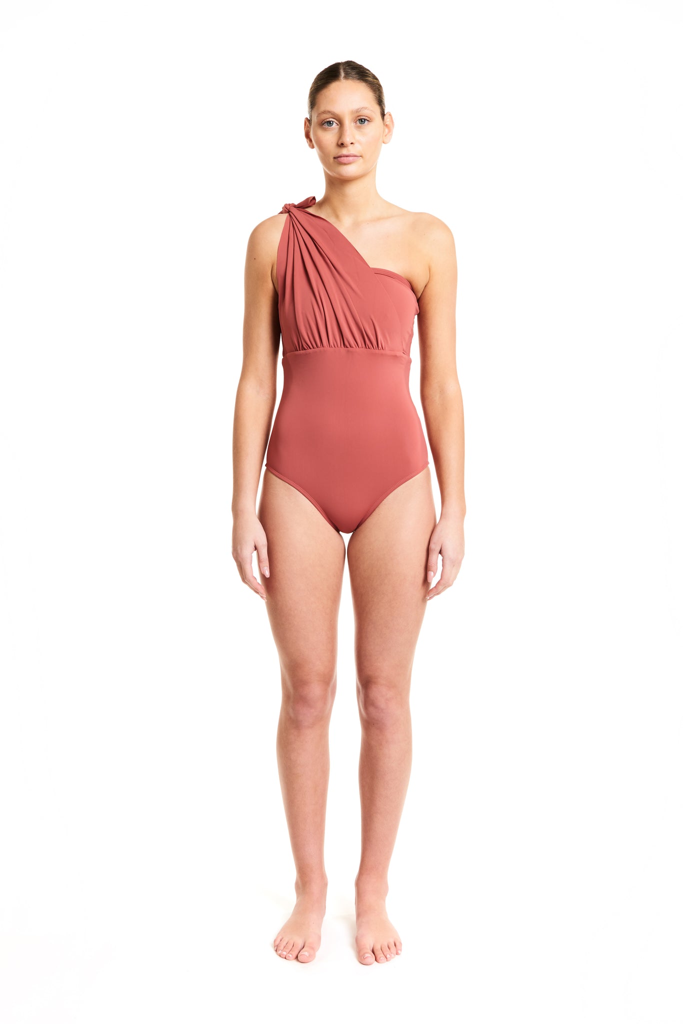 knotted bandeau one piece swimsuit