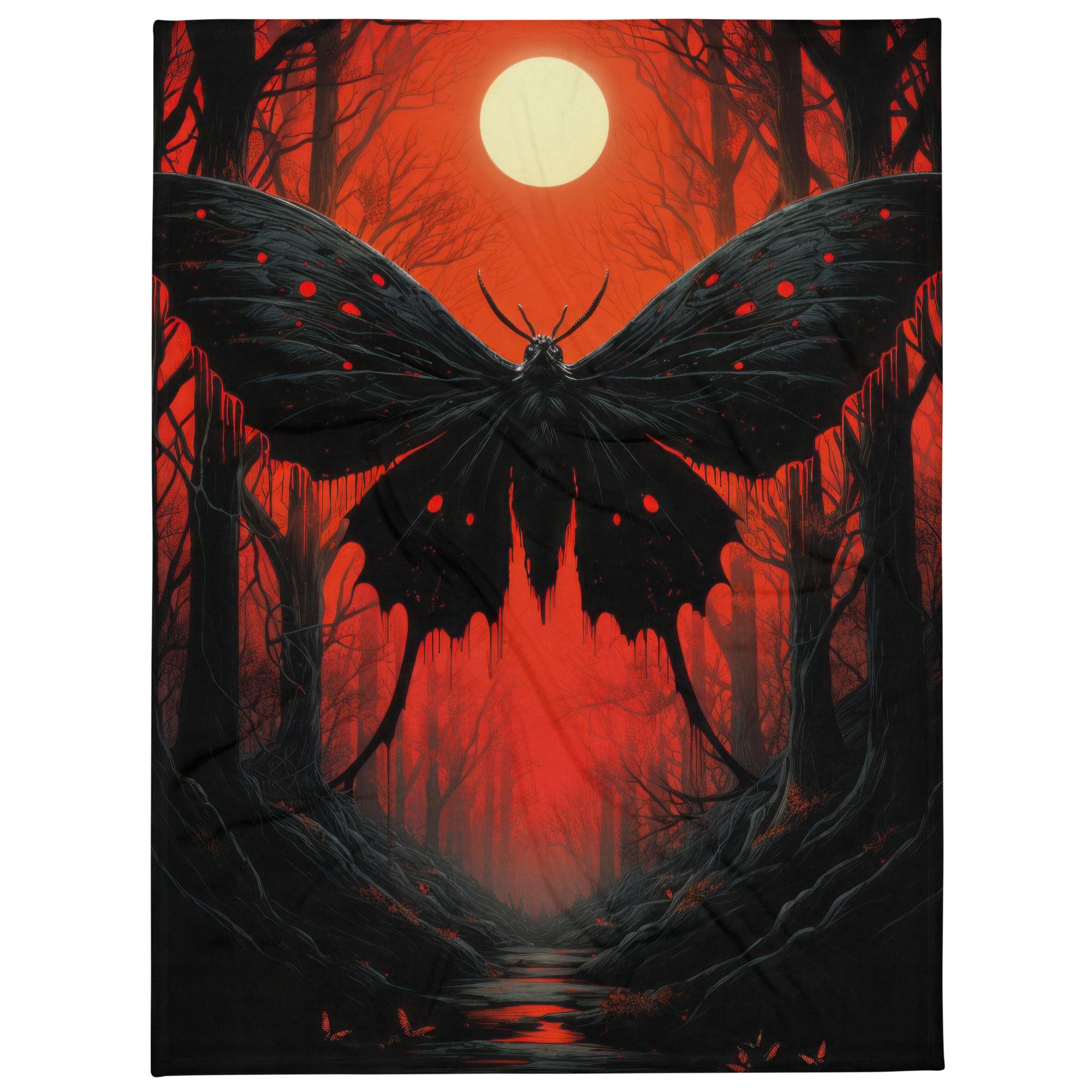 Crimson Eclipse Moth - Luxury Plush Blanket