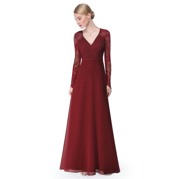 long sleeve burgundy bridesmaid dresses