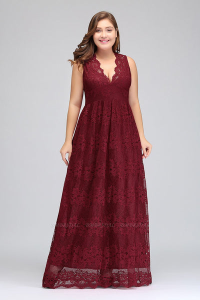 plus size A-Line burgundy bridesmaid dresses