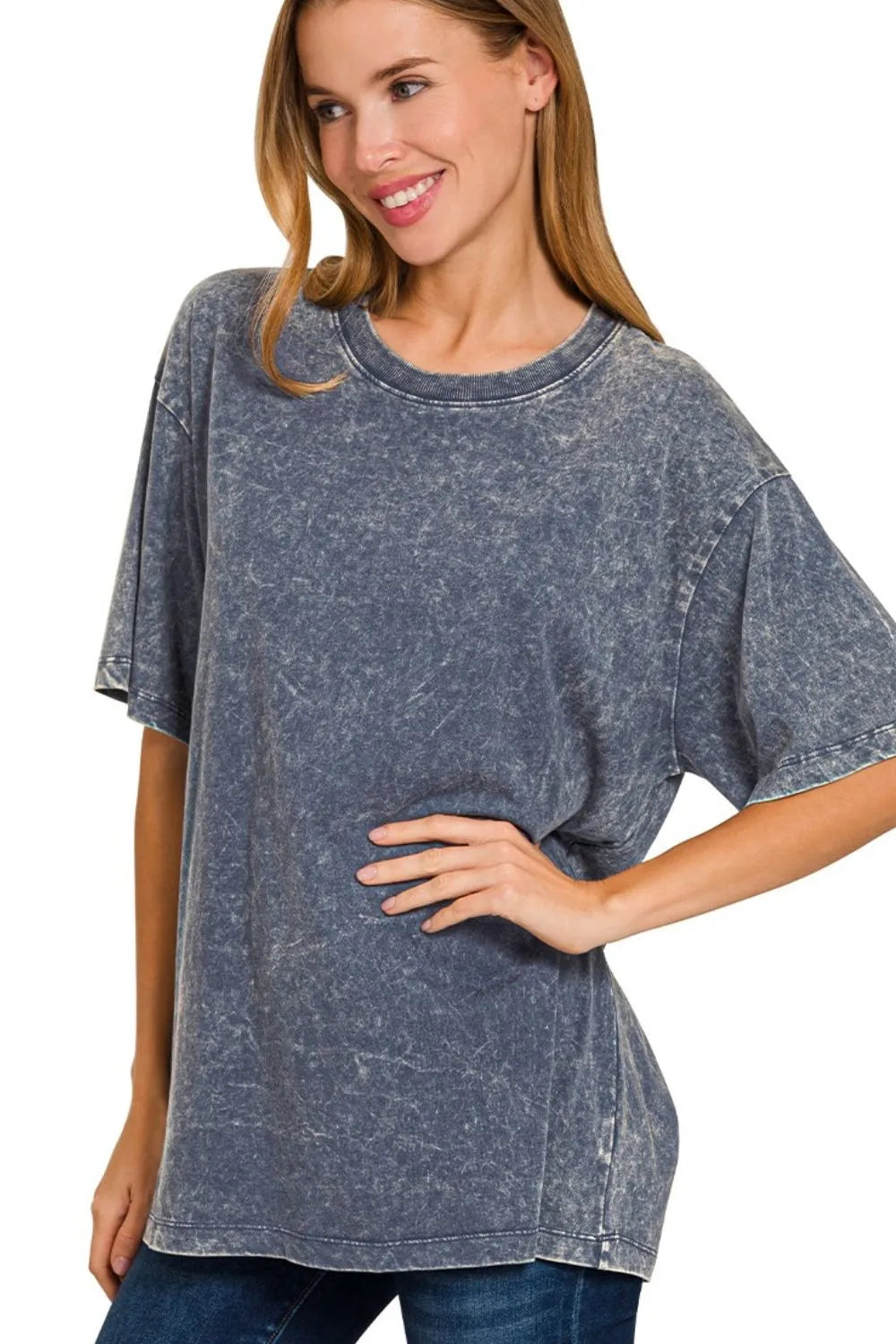 Zenana Washed Short Sleeve Top