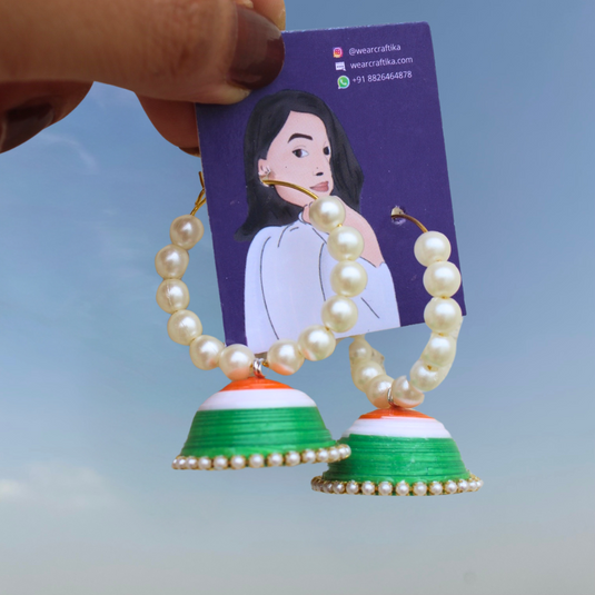 Hoop jhumka- Tricolor