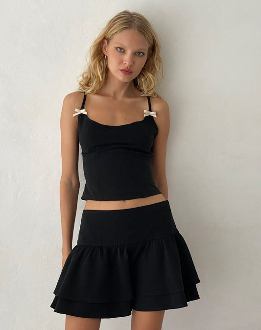 MOTEL X OLIVIA NEILL Casini Pleated Micro Skirt in Tailoring Black