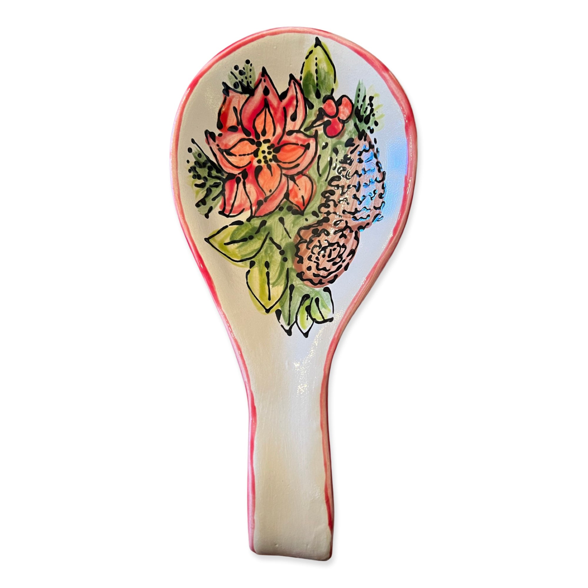 Dusty Blue Laurel Leaf Spoon Rest - Magnolia