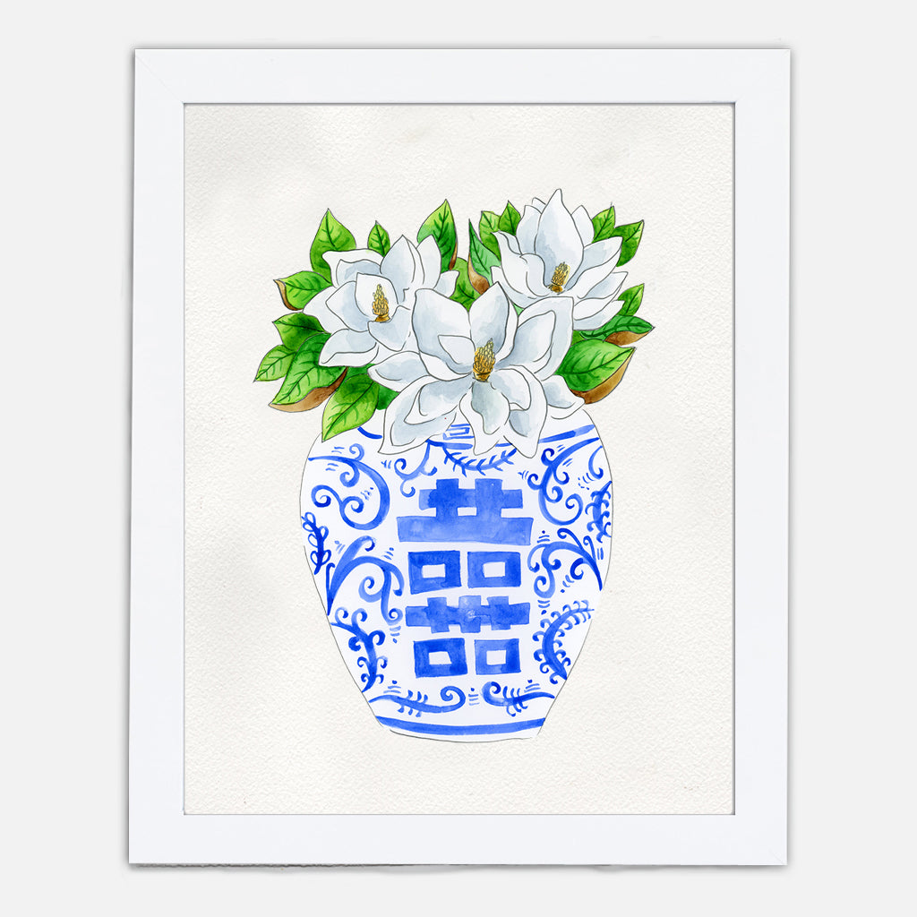 Blue Gingham Ginger Jar Kitchen Towel - Pearls In Bloom