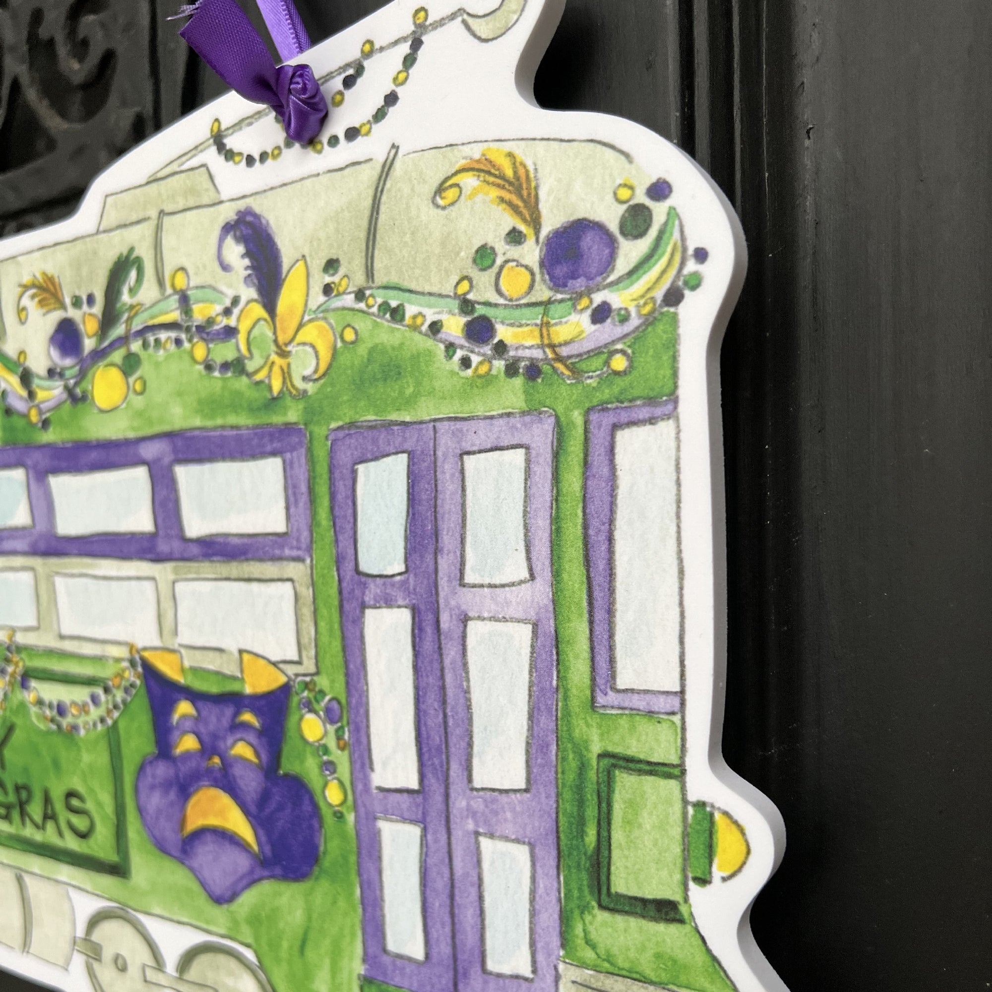 Front Door Decor, Mardi Gras Decorations, Mardi Gras Door Hanger. 