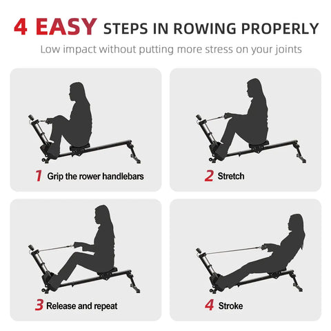 4 easy steps to use Tousains foldable  rowing machine