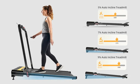 Tousains 2 in 1 incline treadmill with 3-level auto incline