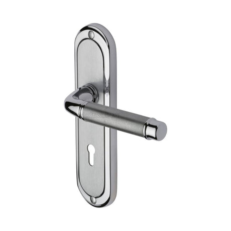 Heritage Brass Door Handle Lever Lock Ambassador Design Apollo finish