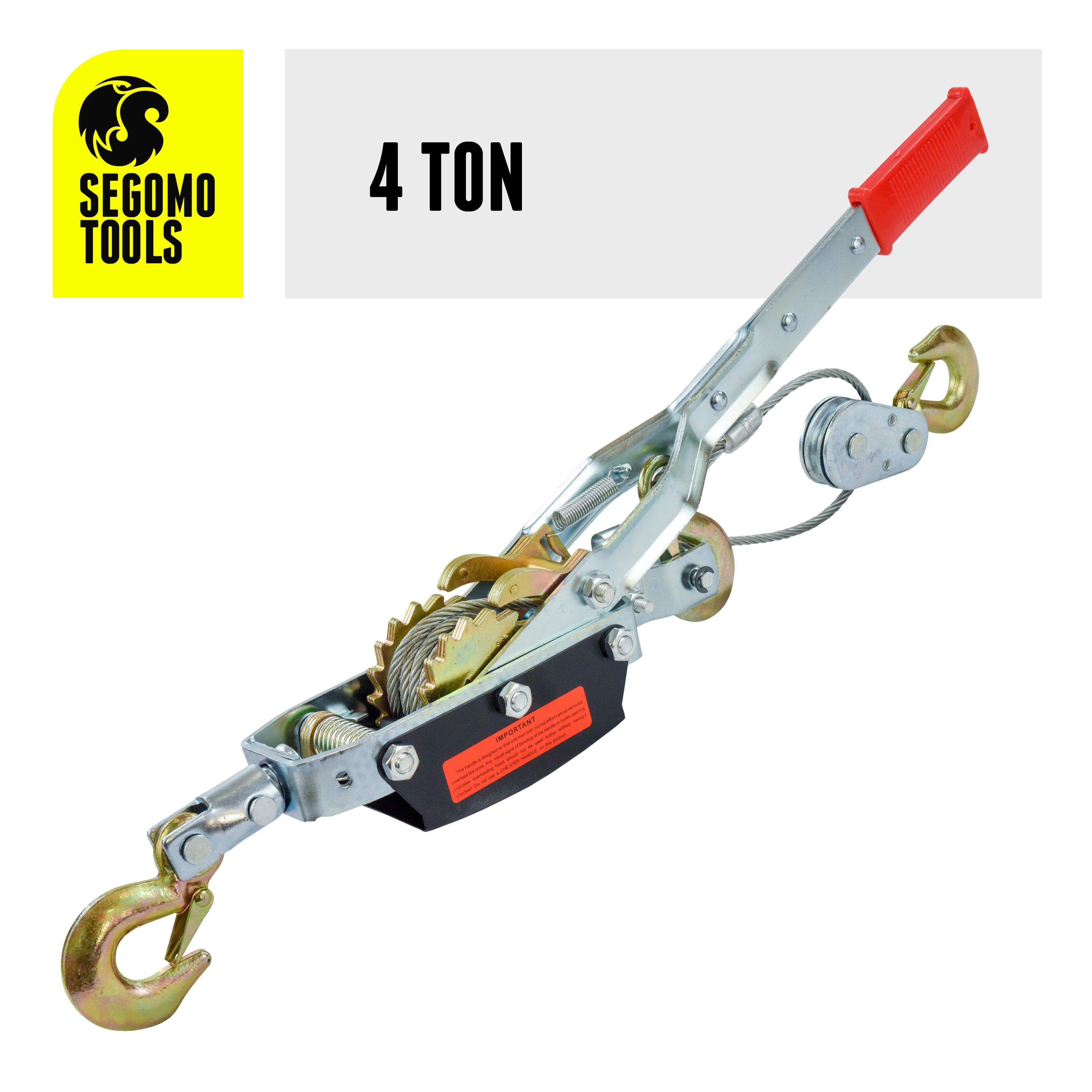 Segomo Tools 2 & 4 Ton Ton Heavy Duty 3 Hook Steel Cable Dual Gear Power Ratchet Come Along Puller Winch Tools - Tool Beaters product image