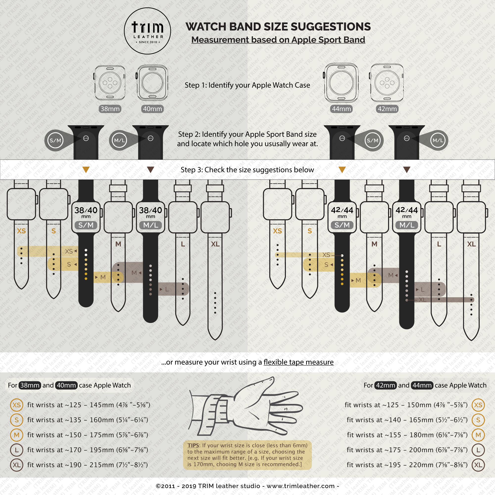 Printable Watch Band Size Chart