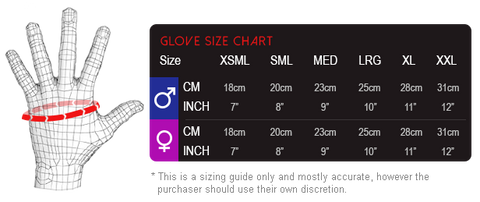 spirit glove size chart