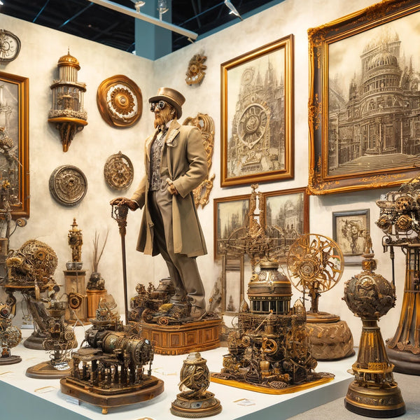 Image of a steampunk art gallery.