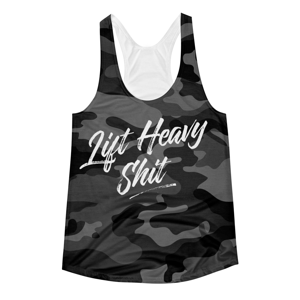 Download Grey Camo Women's Racerback Tank Top - Lift Heavy Apparel