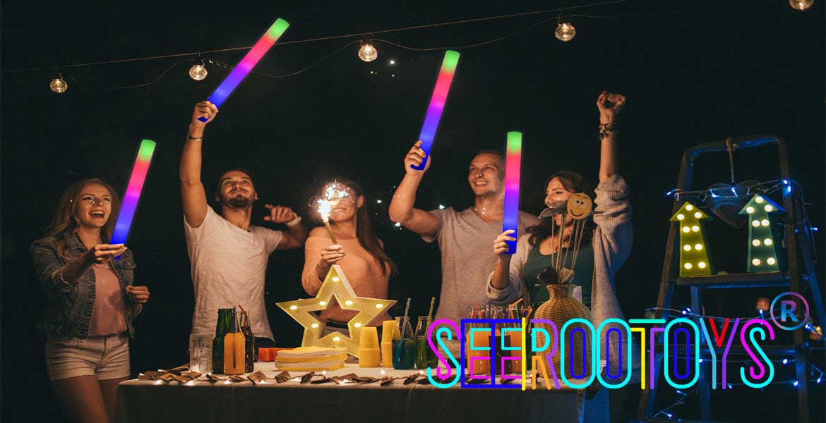 Colored Light Sticks Party Bulk, Big Party Light Up Foam Sticks For We –  Seerootoys