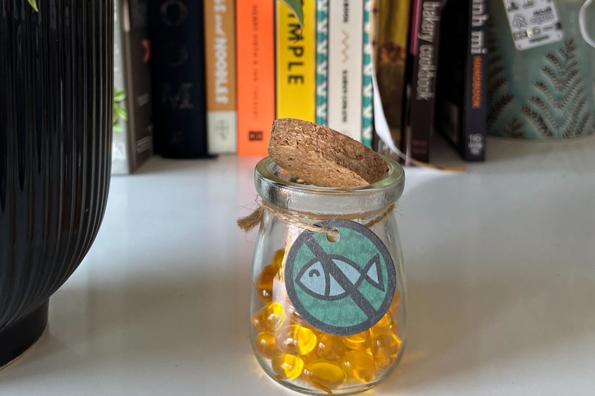 NothingFishy Omega 3 supplements on a desk