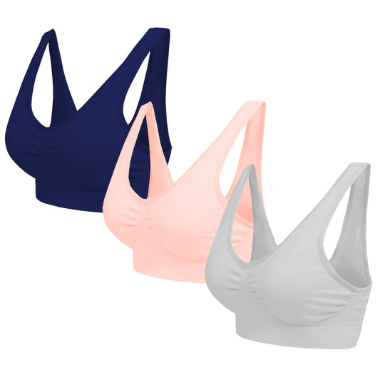 3 Pack Seamless Multi Fasten Comfort Bra - Black / White / Nude – Blu  Apparel