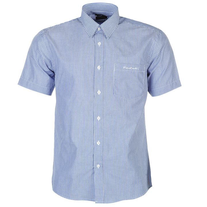 Mens Pierre Cardin Short Sleeve Shirt - Navy Gingham - Blu Apparel