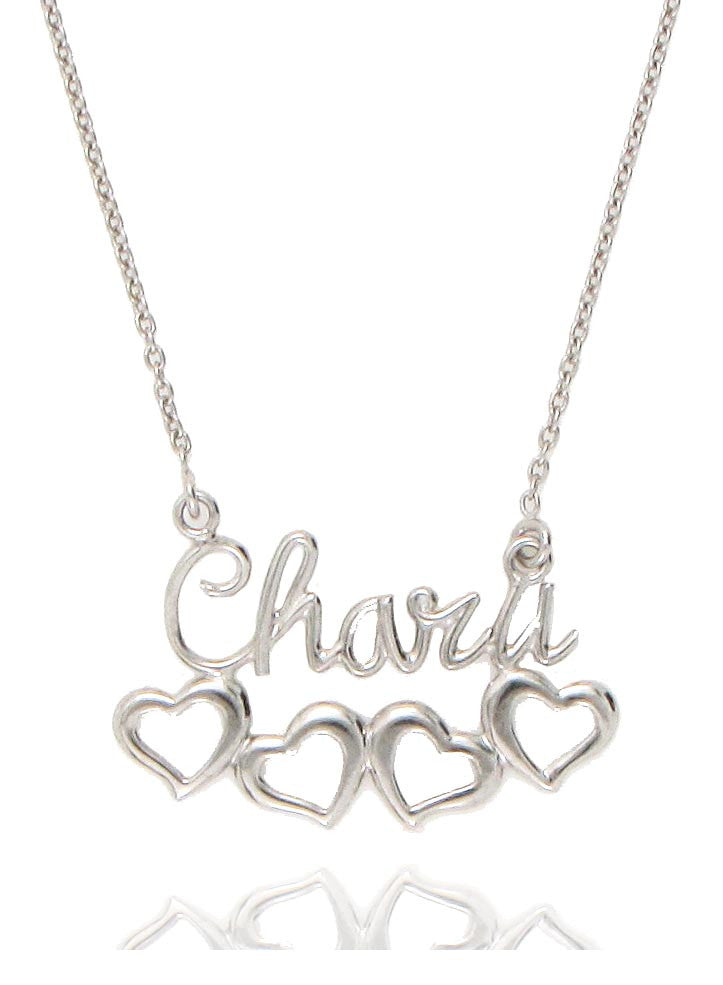 silver heart name necklace