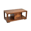 Wooden Coffee Table With Center Drawer