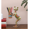 Multicolored Hand-Painted Metal cat Pen Stand