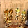 Set of 4 Sitting Painted Iron Ganesha