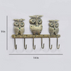Vibrantly Painted Iron Wall Key Hanger with Three Owls and Six Hooks
