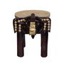 Wooden Elephant Table Cum Stool/Handcrafted with Artistic Painting (Dark Brown)
