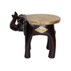 Wooden Elephant Table Cum Stool/Handcrafted with Artistic Painting (Dark Brown)