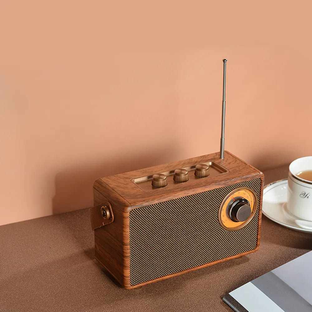Classical Retro FM Radio Receiver Portable Bluetooth Speaker Stereo+ AUX/USB Rechargeable