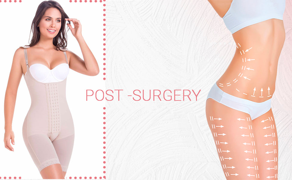 Thigh Liposuction Post-Surgery Faja, Wide Straps, Bra, Zipper & Medium –  Shapes Secrets Fajas